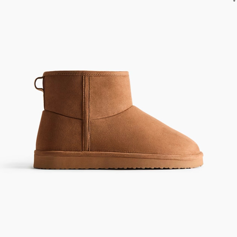 H&M Women's Sherpa Warm Lined Boots Booties Shoes Size 11 Dark Beige Brand New